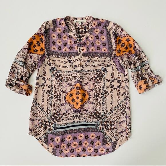 Black Rainn | @ Flowing Floral Roll Sleeve Blouse - Picture 1 of 9